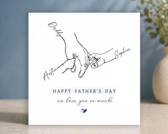 Personalised Hand Print Fathers Day Card • Happy Father's Day From Both Of Us • 2 Children Fathers Day Card • Twins Fathers Day Card • Hands