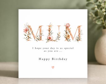 Tarjeta de cumpleaños para mamá • Tarjeta personalizada para mamá • Tarjeta de cumpleaños floral para mamá • Tarjeta de cumpleaños de lujo para ella • Mamá de parte de su hijo • Mamá de parte de su hija