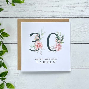 Personalised 30th Birthday Card, Thirtieth Birthday card, Thirty card, 30th card, You're 30 card, Age birthday card, Card for her