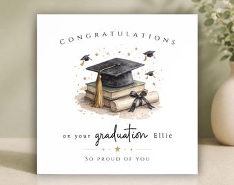 Tarjeta de graduación personalizada para él o ella • Graduación de la promoción de 2026 • Tarjeta de egresado universitario • ¡Felicitaciones, graduado! • Estamos orgullosos de ti