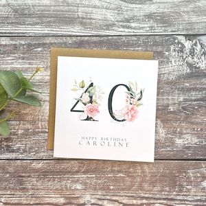 Personalised 40th Birthday Card, 40 CArd, Fortieth Birthday card, Forty card, 40th card, You're 40 card, Age birthday card, Card for her