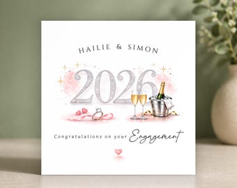 Personalised Engagement Card for Couple, Friend •  2026 Engagement Gift • Congratulations Engaged • Son, Daughter, Brother, Sister
