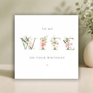 Wife Birthday Card • Floral Birthday Card for Her • Personalised Gift for Wife • Luxury Card from Husband • I Love You Card bild 1