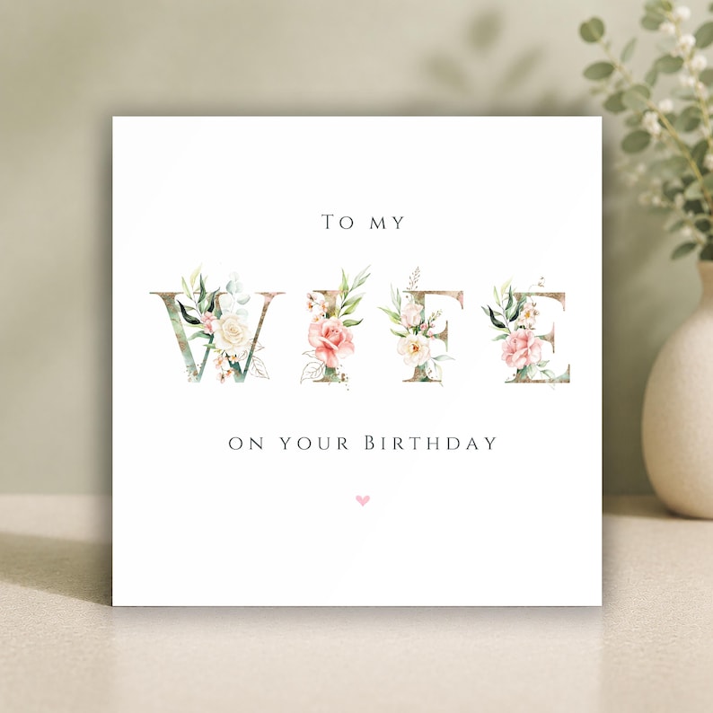 Wife Birthday Card • Floral Birthday Card for Her • Personalised Gift for Wife • Luxury Card from Husband • I Love You Card bild 1