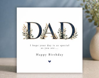 Dad Birthday Card • Personalised Dad Card • Birthday Card for Dad • Luxury Floral Dad Birthday Card • Custom Name Card for Dad