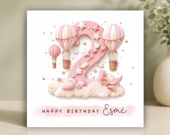 Personalised 2nd Birthday Card for Little Girl • Age Two Card • Card for Second Birthday • Unique Age 2 Card • Toddler Birthday Gift