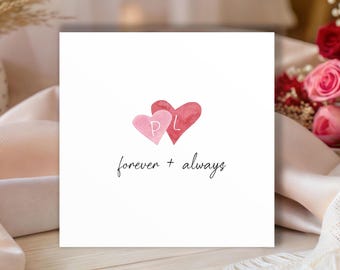 Forever and Always Anniversary Card • Personalised Romantic Card for Her or for Him • Minimalist, Simple Birthday Gift • Happy Anniversary
