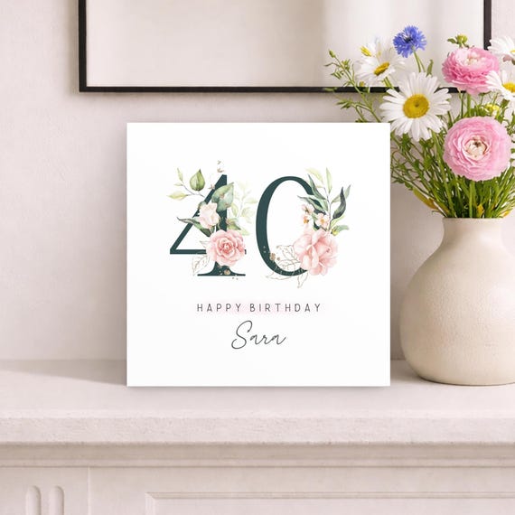 Personalised 40th Birthday Card • Womens 40 Card • Forty Card • Luxury Happy 40th Card for Her • Friends 40th Birthday Gift • Milestone card