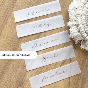 KAI PLACE CARDS (Digital File) - Calligraphy Vellum Place Cards, Wedding Stationary, Wedding Place Cards, Event Decor, Calligraphy,