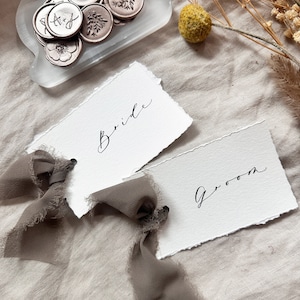 WILLOW PLACE CARDS - Hand Lettered Place Cards with Ribbon, Wedding Stationary, Wedding Place Cards, Event Decor, Calligraphy Place Cards