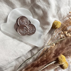 Floral Wax seal with adhesive backing for wedding invitations, holiday cards, Wax seal sticker, peel and stick wax, personalized wax seal,