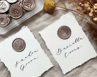 SAMSON PLACE CARDS - Hand Lettered Place Cards with Wax Seal, Wedding Stationary, Wedding Place Card, Event Decor, Calligraphy Place Cards