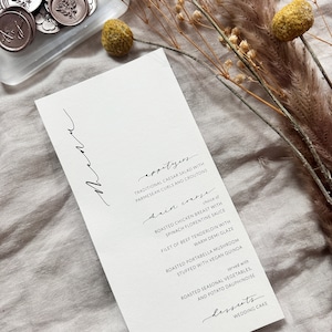 BETTY MENU - Wedding menu cards, Minimal modern wedding, Wedding Reception Stationary, Wedding Signs, simple wedding, classic calligraphy