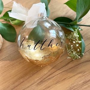 Personalized Glass Christmas Ornaments, Gold Foil Ornament, Christmas ornaments, custom gifts, ornaments calligraphy, holiday gifts