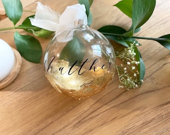 Personalized Glass Christmas Ornaments, Gold Foil Ornament, Christmas ornaments, custom gifts, ornaments calligraphy, holiday gifts