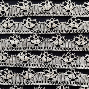 Dentelle aux fuseaux française ancienne, dentelle de Cluny, début des années 1900, nouveau stock ancien, fait main, 10 m, couleur crème, dentelle de bordure, garniture, bordure de couronne