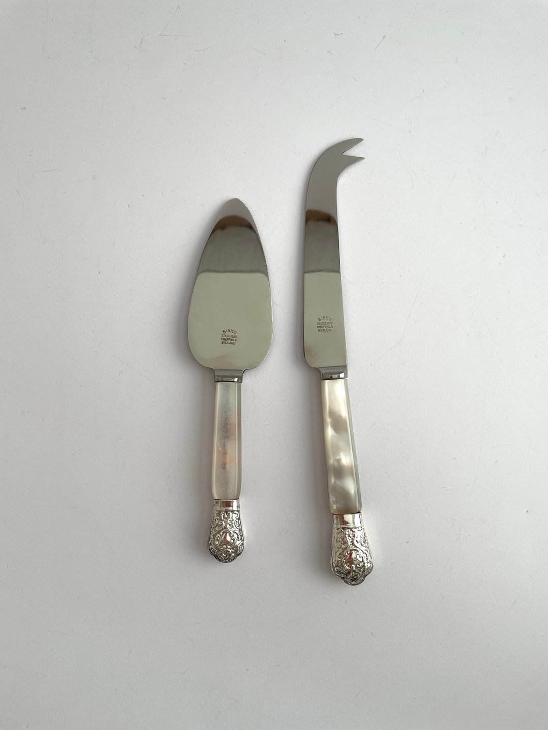 Birks Sheffield Mother of Pearl Cheese Knives Set With Silver Etsy