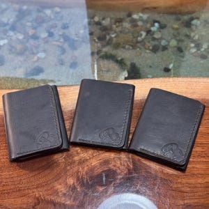 Cartera de tres pliegues hecha a mano, Cartera de cuero de grano completo, Cartera de cuero equino