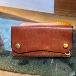 Cartera de cuero de grano completo hecha a mano para motociclista, camionero, cadena y hombreras