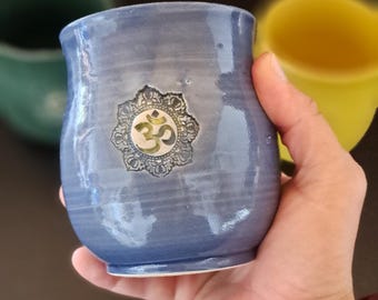 Mug with Om symbol, ceramic mug for cacao ceremonies