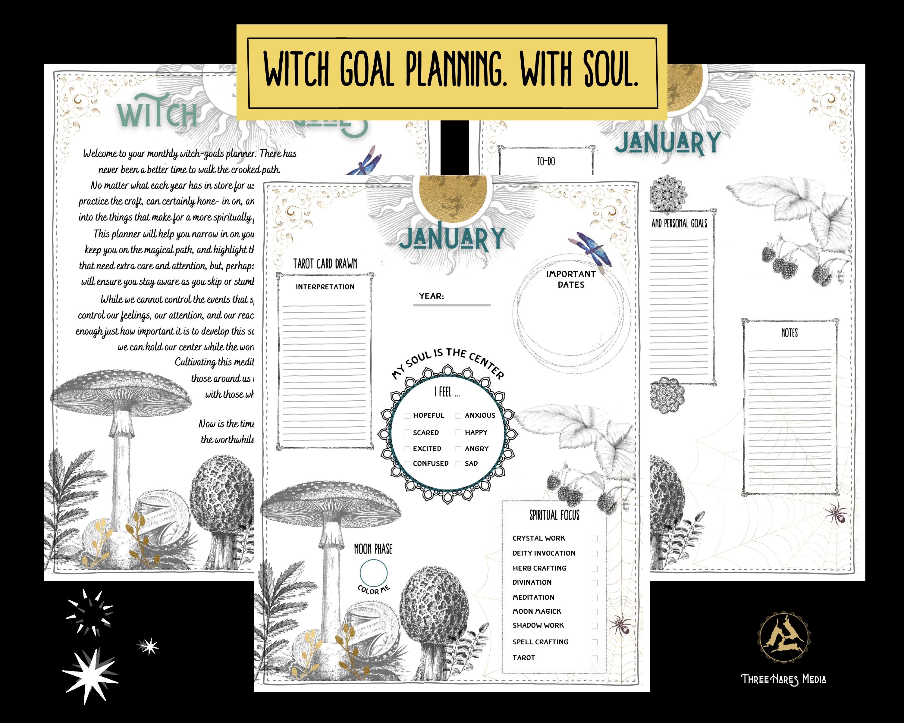 Printable Tarot Guide, Journal and Weekly Planner July 2023 Jun 2024 Pdf's  in A4, A5 & Letter Sizes 