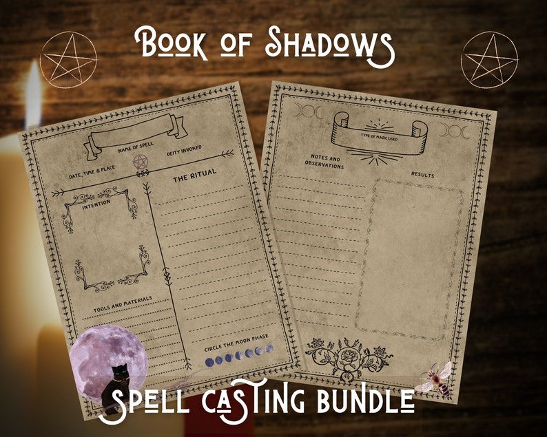 Witch Spell Book Pages Printable Sheets for Your Book of | Etsy