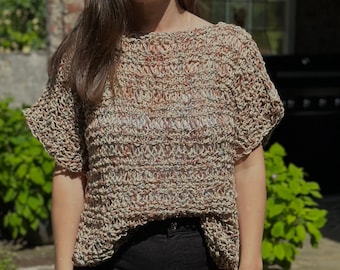 handgestrickter Sweater, Baumwollshirt, Baumwolle, vegan, Einzelstück