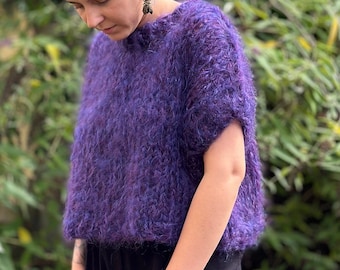 Mohair sweater, hand-knitted unique piece, sleeveless mohair sweater