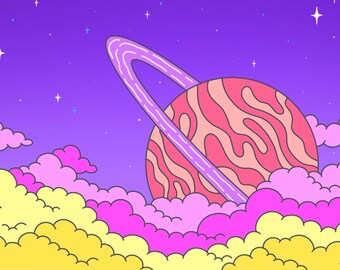 Saturn in the clouds 6x8 print