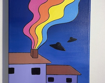 Night Time/ trippy dreamcore ufo painting
