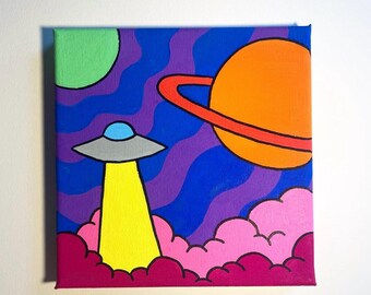 Groovy Galaxy Psychedelic UFO original canvas/wall decor