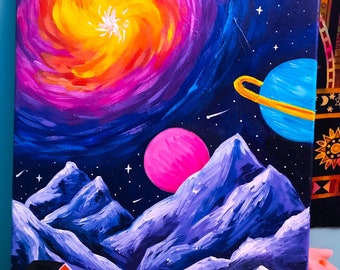 Morning in Space /original visionary canvas painting