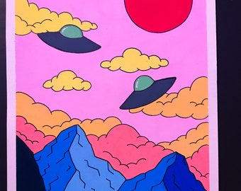 Land of the Red Sun/ original posca mini drawing