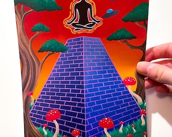 Sacred Meditation/ 6x8 PRINT of original visionary painting