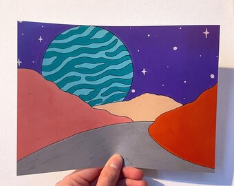 Big Planet Rising / PRINT of landscape art