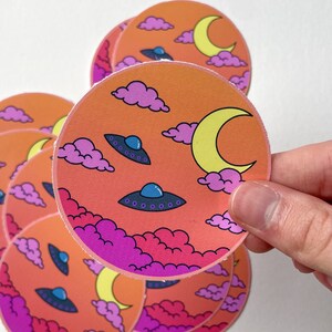 Lofi ufo sticker/ trippy sunset design