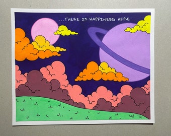 There is Happiness Here/ original trippy posca pen drawing