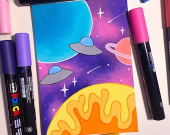 Mini Galaxy 1 /trippy posca pen drawing on canvas board
