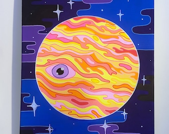 Planet’s Watching/ posca pen drawing on canvas