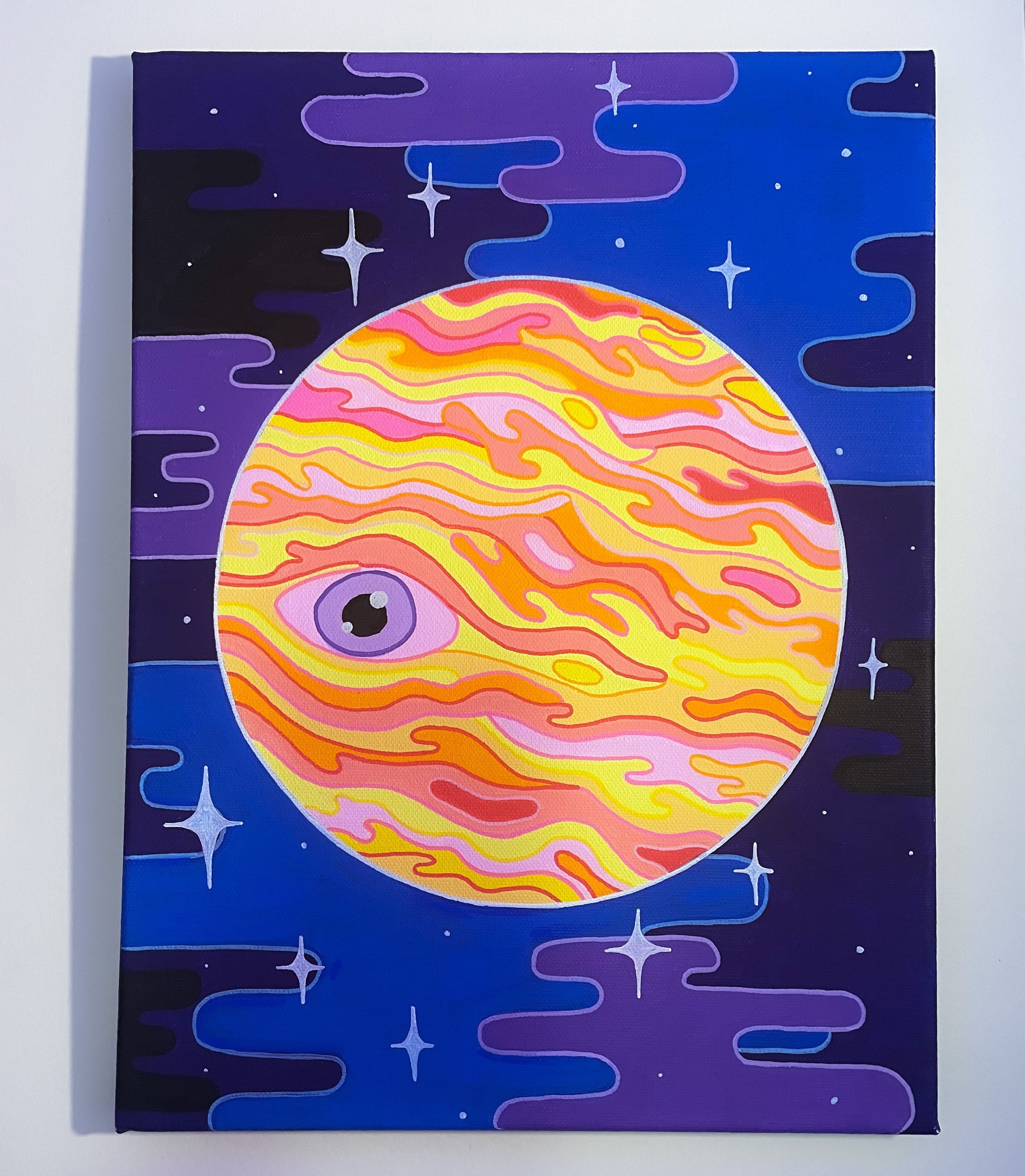 Planet's Watching/ Posca Pen Drawing on Canvas - Etsy