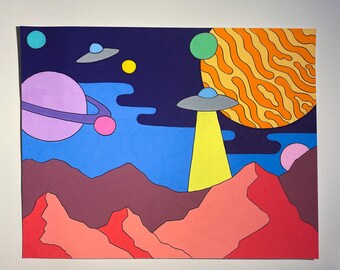 Fun time in Space/  trippy wall art