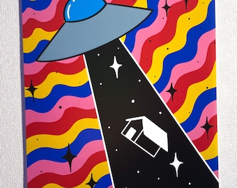 Little House/ trippy rainbow mini print