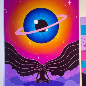 Cosmic Meditation/ trippy psychedelic print