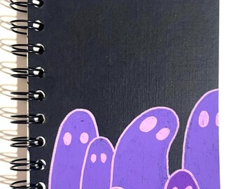 Wobbly Ones/ mini sketchbook with custom hand drawn trippy ghost cover