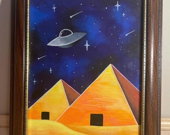 Sighting by the Pyramids / framed original