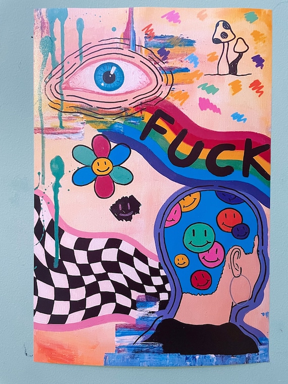 FUCK Trippy Psychedelic Abstract Art PRINT Etsy Canada