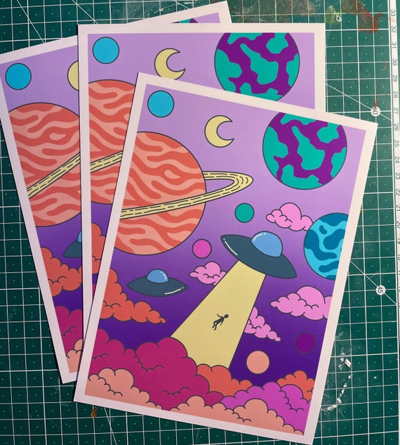 Happy Galaxy 6x8 Trippy Print - Etsy