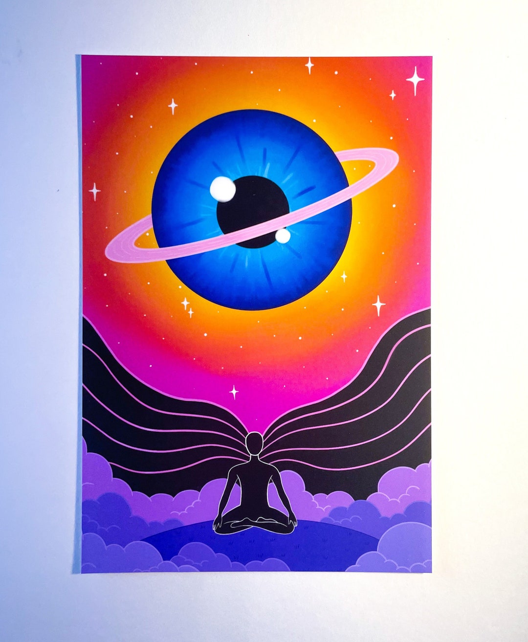 Cosmic Meditation/ Trippy Psychedelic Mini Print - Etsy