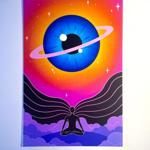 Cosmic Meditation/ trippy psychedelic mini print