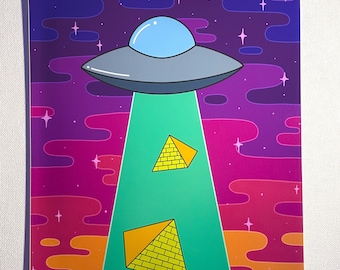 Pyramid Abduction/ 8x10 trippy art print